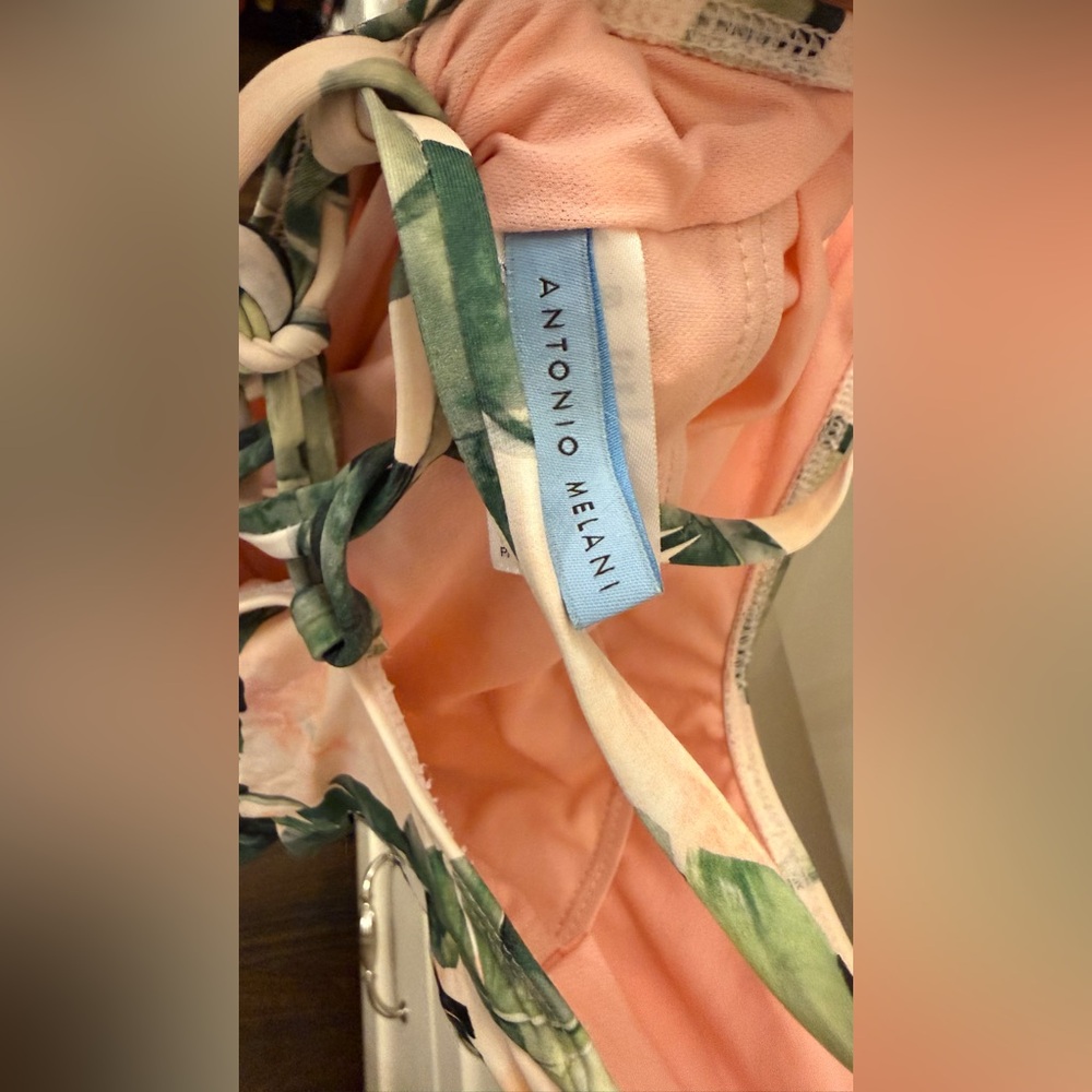 ANTONIO MELANI for Dillards Pink & Green Tropical One-Piece Swimsuit Tie-Back - Picture 8 of 9